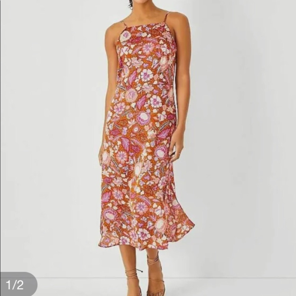Batik Floral Square Neck Midi Dress